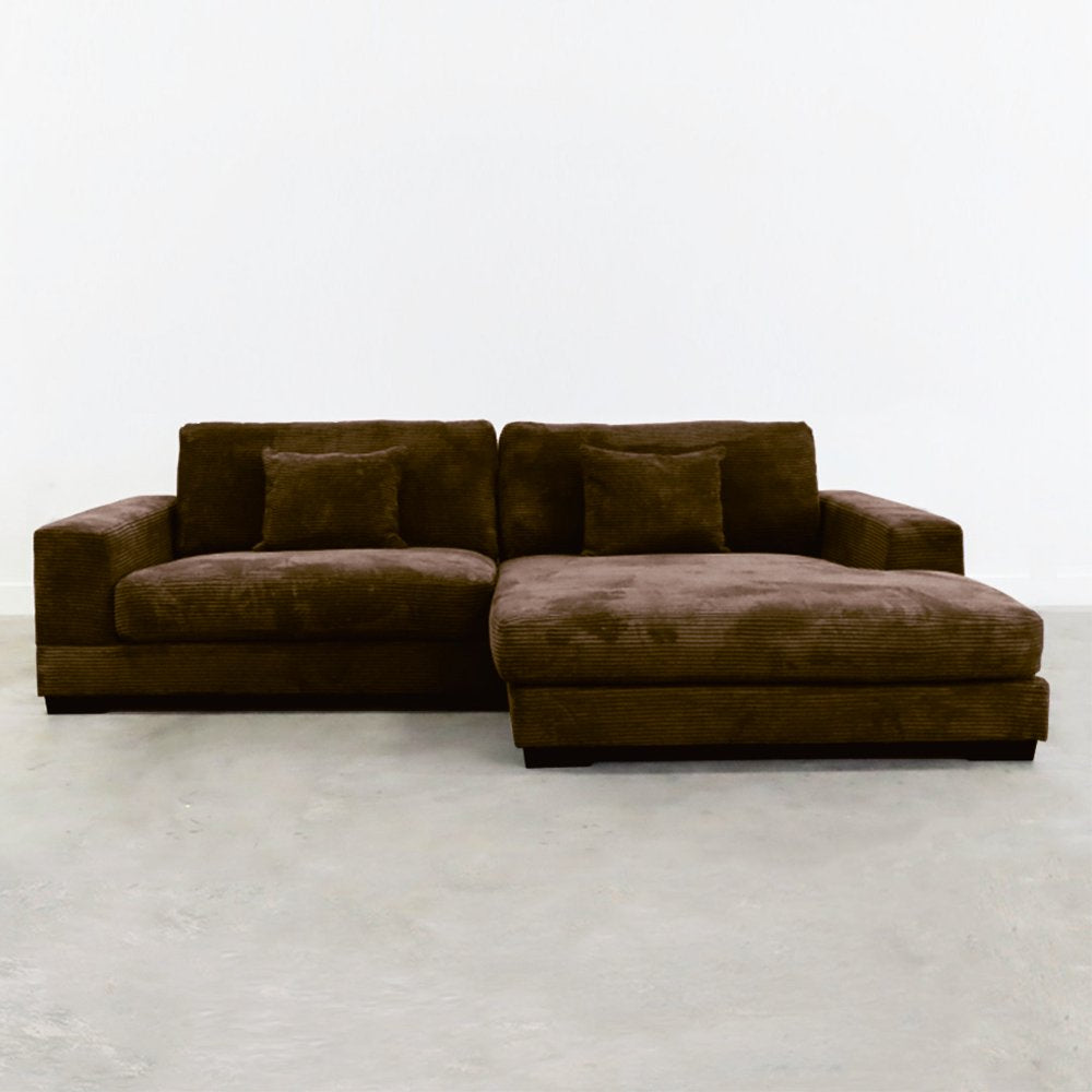 Right-Facing 2-Piece Brown Corduroy Sectional Couch