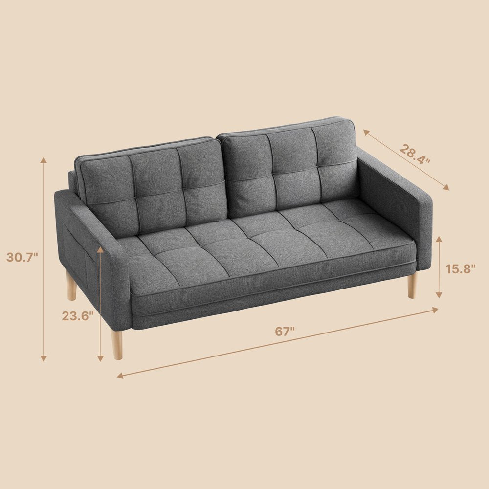 Gray Oversized Corduroy Couch with Large Storage Pockets