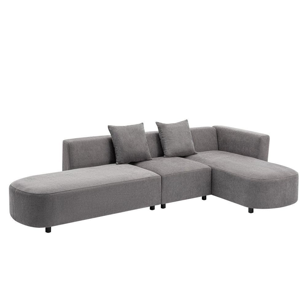 5-Seater Modern L-Shaped Oversized Corduroy Couch with Solid Wood Frame