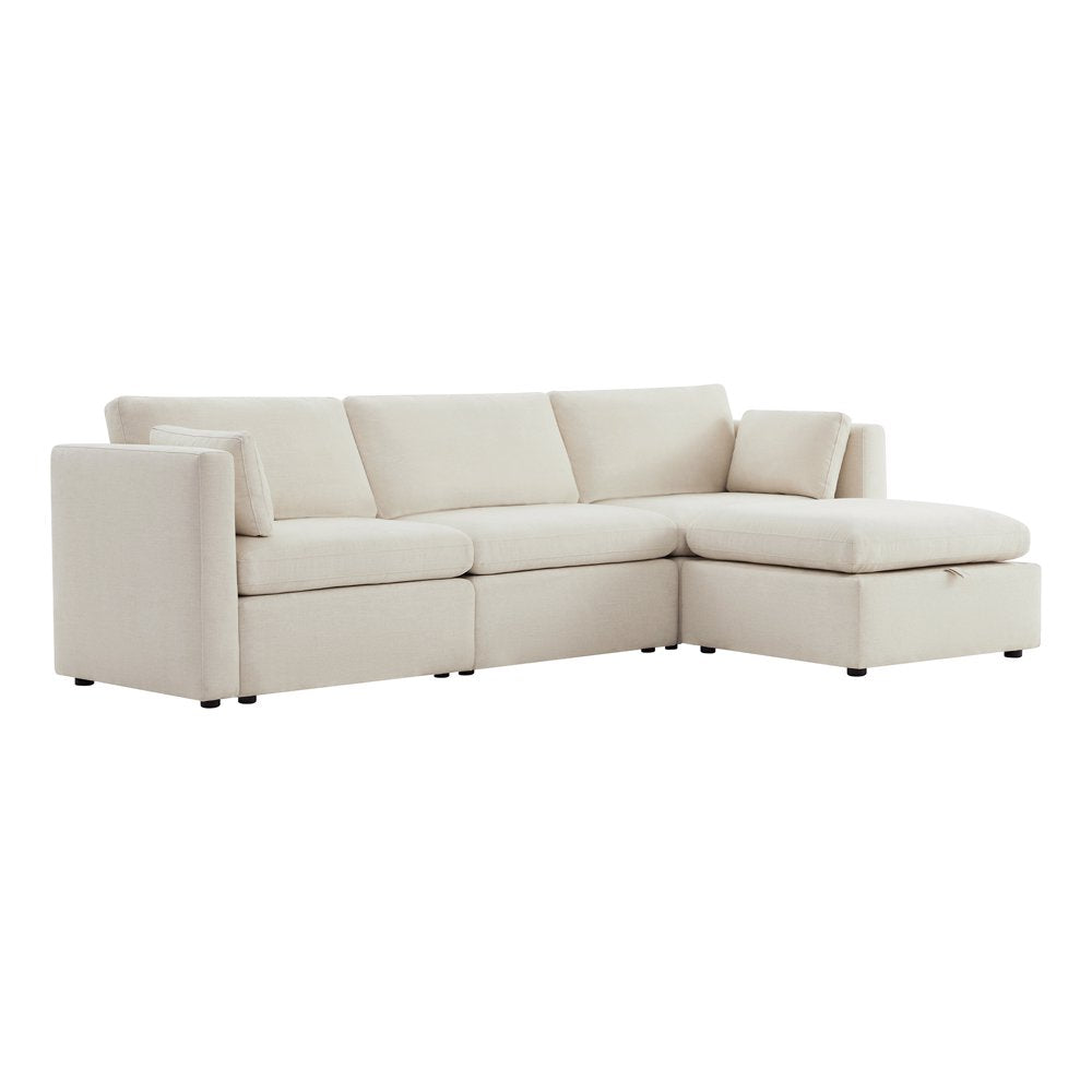 L Shaped Modular Oversized Corduroy Couch with Storage Ottoman