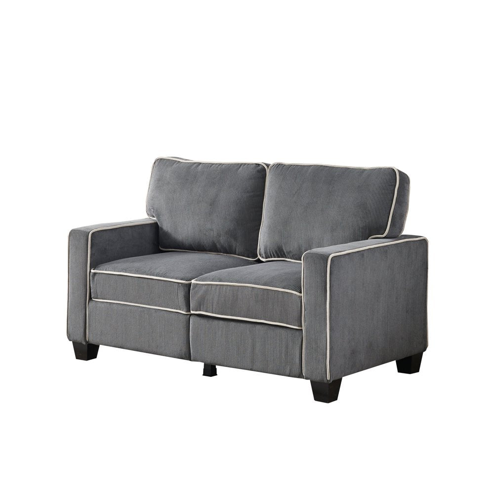 57 Inch Modern Upholstered 2 Seater Dark Grey Corduroy Loveseats