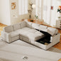 116.5"W U-Shaped Oversized Corduroy Couch with Storage Chaise Lounge