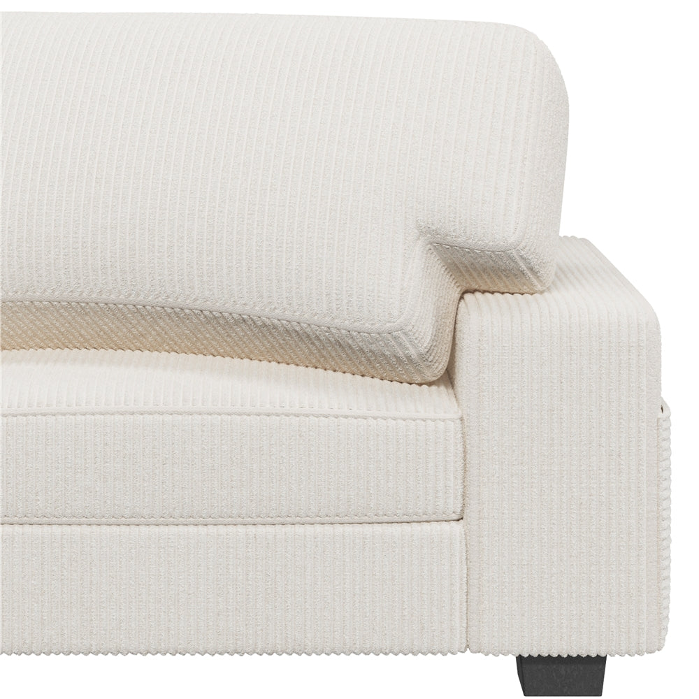 83.5'' W 2-Seater Modern Ivory Corduroy Couch Set with USB Charging Ports