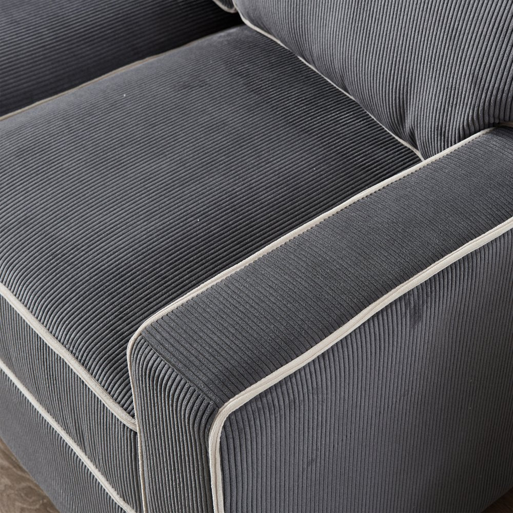 Dark Grey Corduroy Loveseats for Living Room with Storage