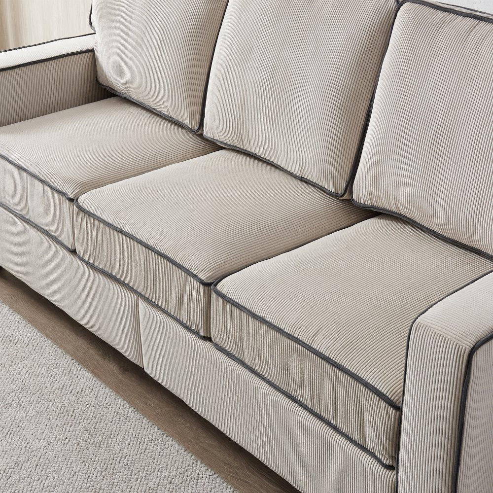 2+3 Seat Modern Living Room Beige Corduroy Couch