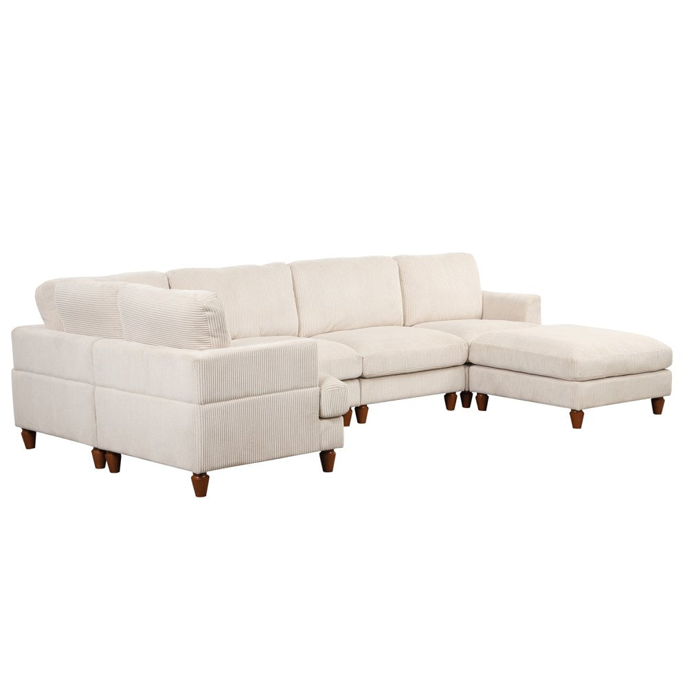 Modular Sectional Oversized Corduroy Couch with Ottoman