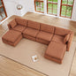 L Shaped Modular Oversized Corduroy Couch with Storage Ottoman