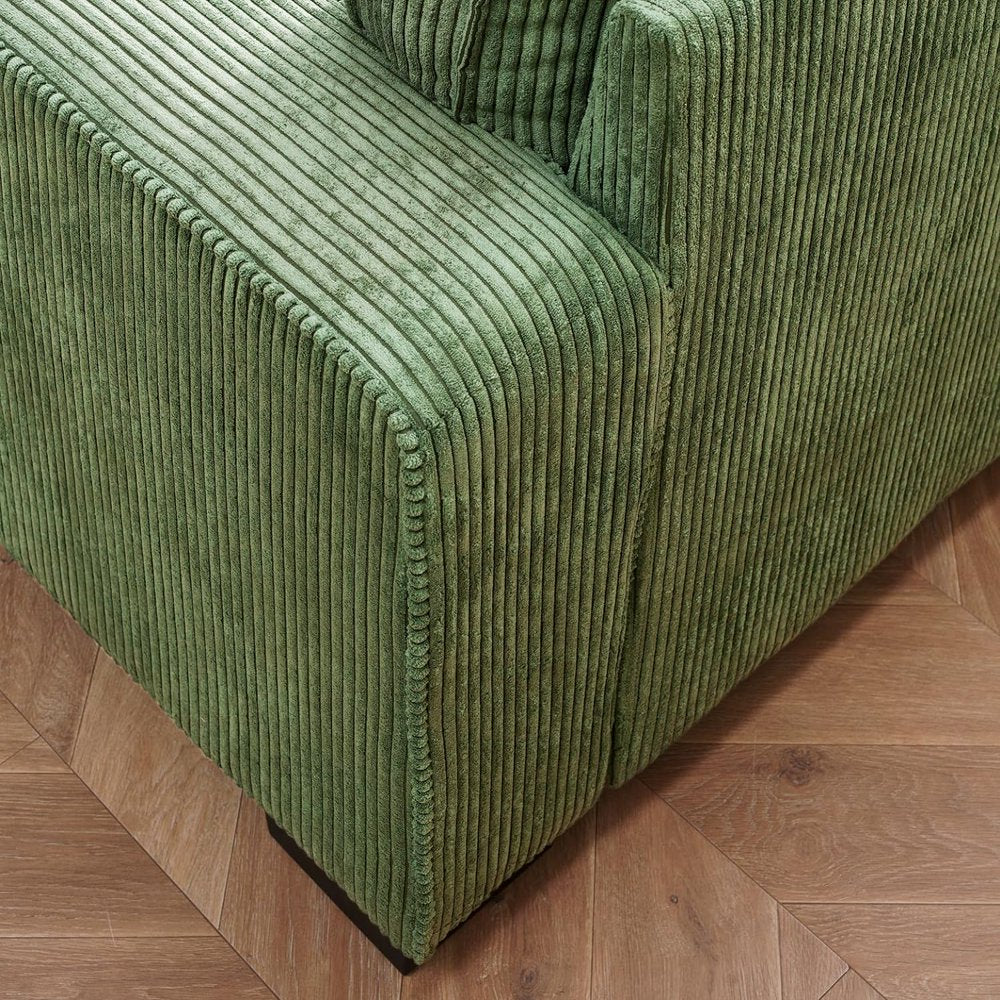 Luxe Green Corduroy Sofa with Sleek Design