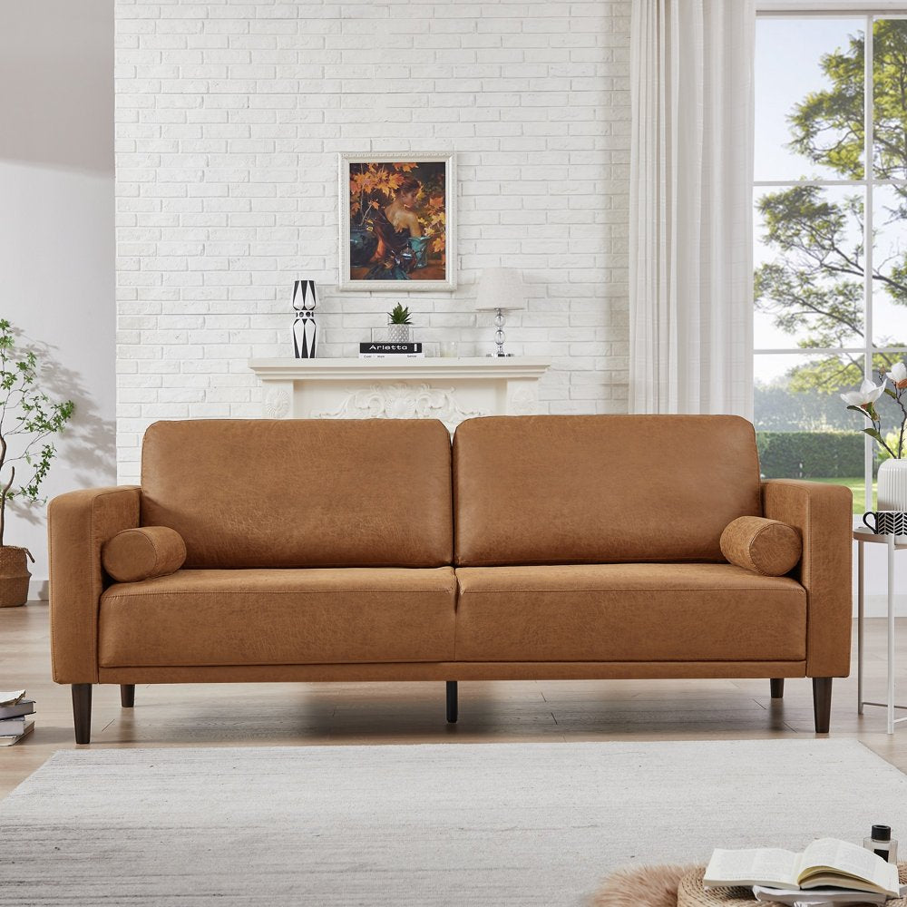 3 Seat 78.9'' Modern Camel Oversized Corduroy Couch with Square Arm