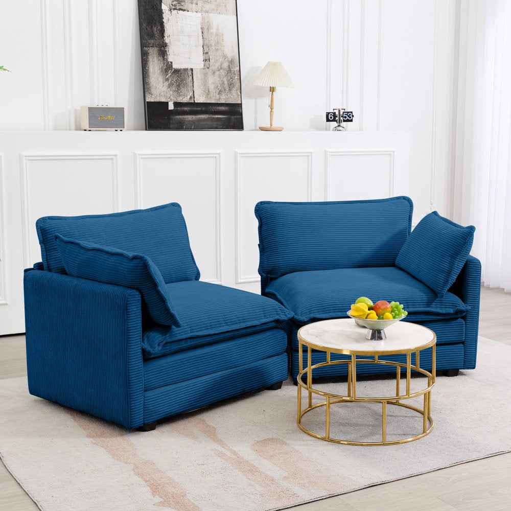 76.8" Modern 2 Seater Navy Corduroy Loveseats for Living Room