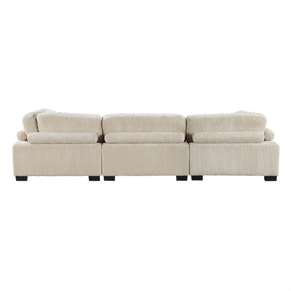 Traverse Upholstered Beige Corduroy Couch with Arm Rest