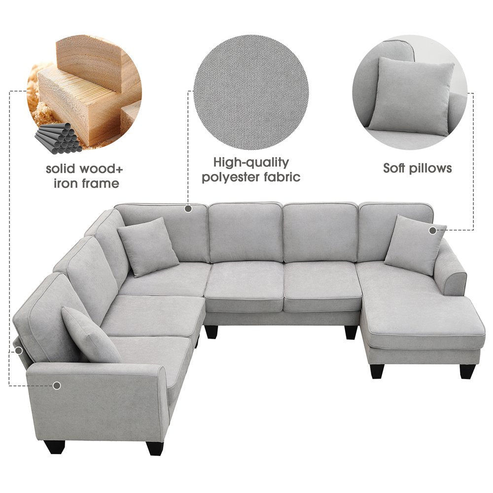 Convertible Modular U Shaped Oversized Corduroy Couch with Chaise