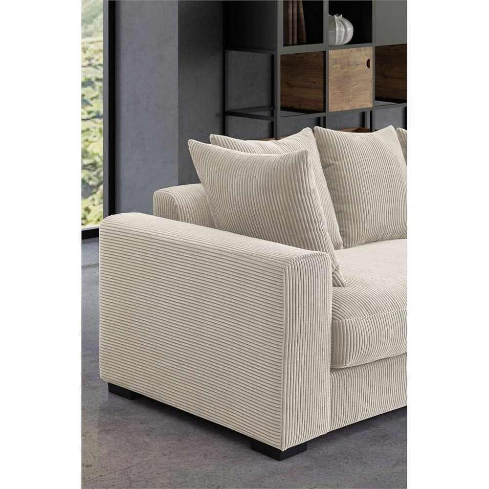 3-Piece Upholstered Beige Corduroy Couch Set with Chaise