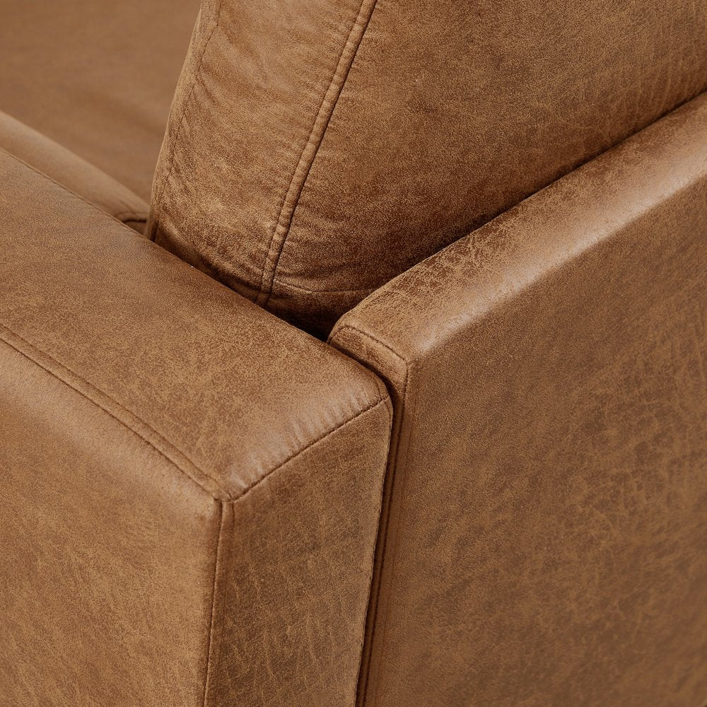 3 Seat 78.9'' Modern Camel Oversized Corduroy Couch with Square Arm