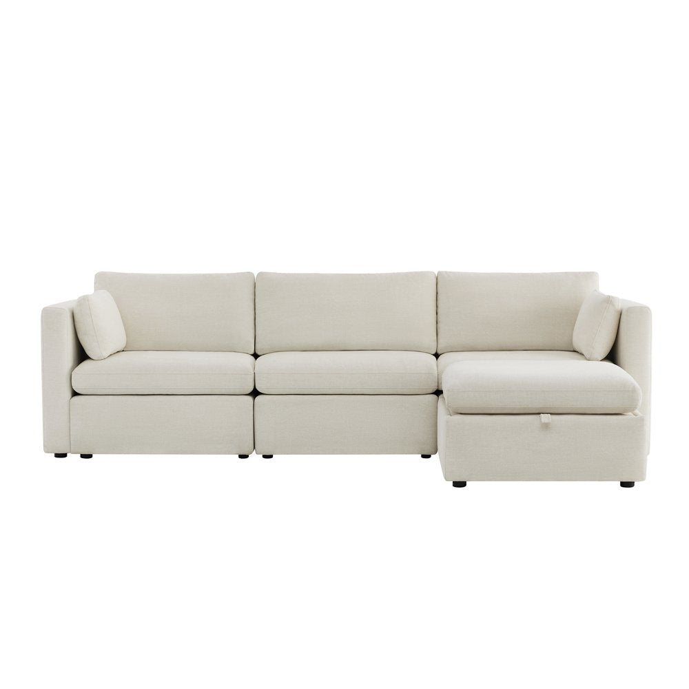 L Shaped Modular Oversized Corduroy Couch with Storage Ottoman