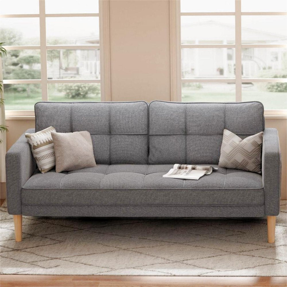 Gray Oversized Corduroy Couch with Large Storage Pockets