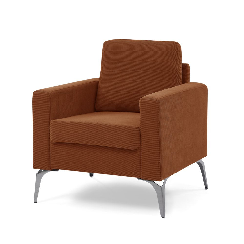 3-Seater Modern Minimalist Orange Corduroy Couch Set