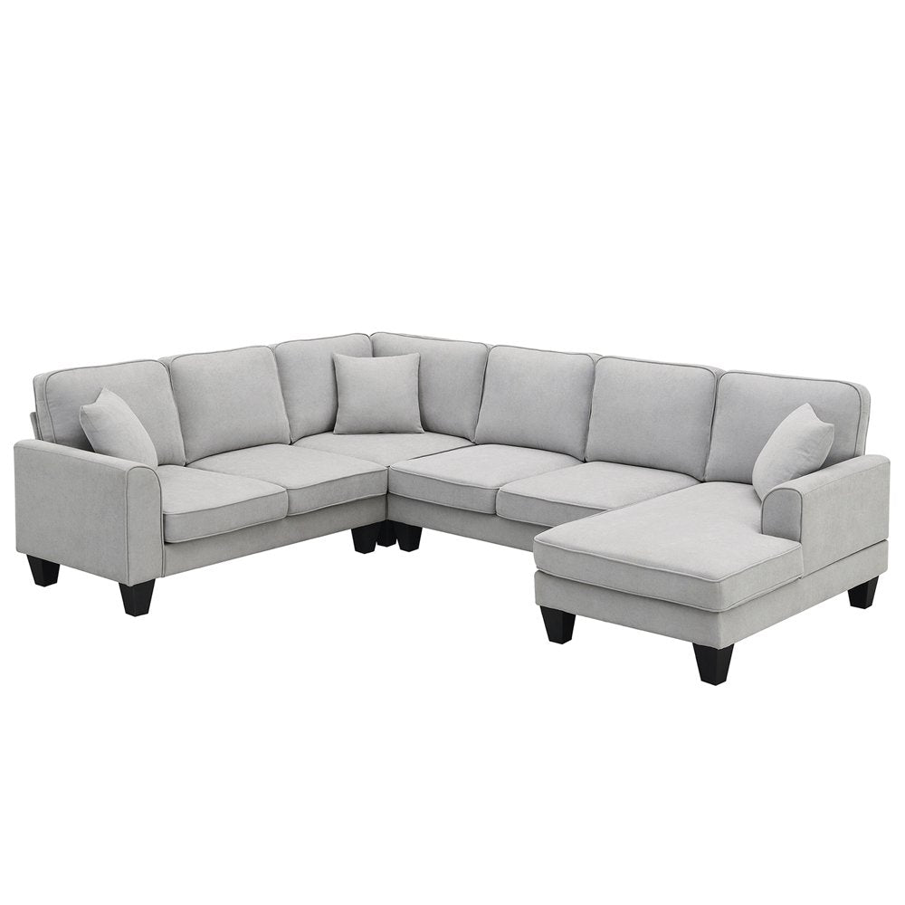 Convertible Modular U Shaped Oversized Corduroy Couch with Chaise