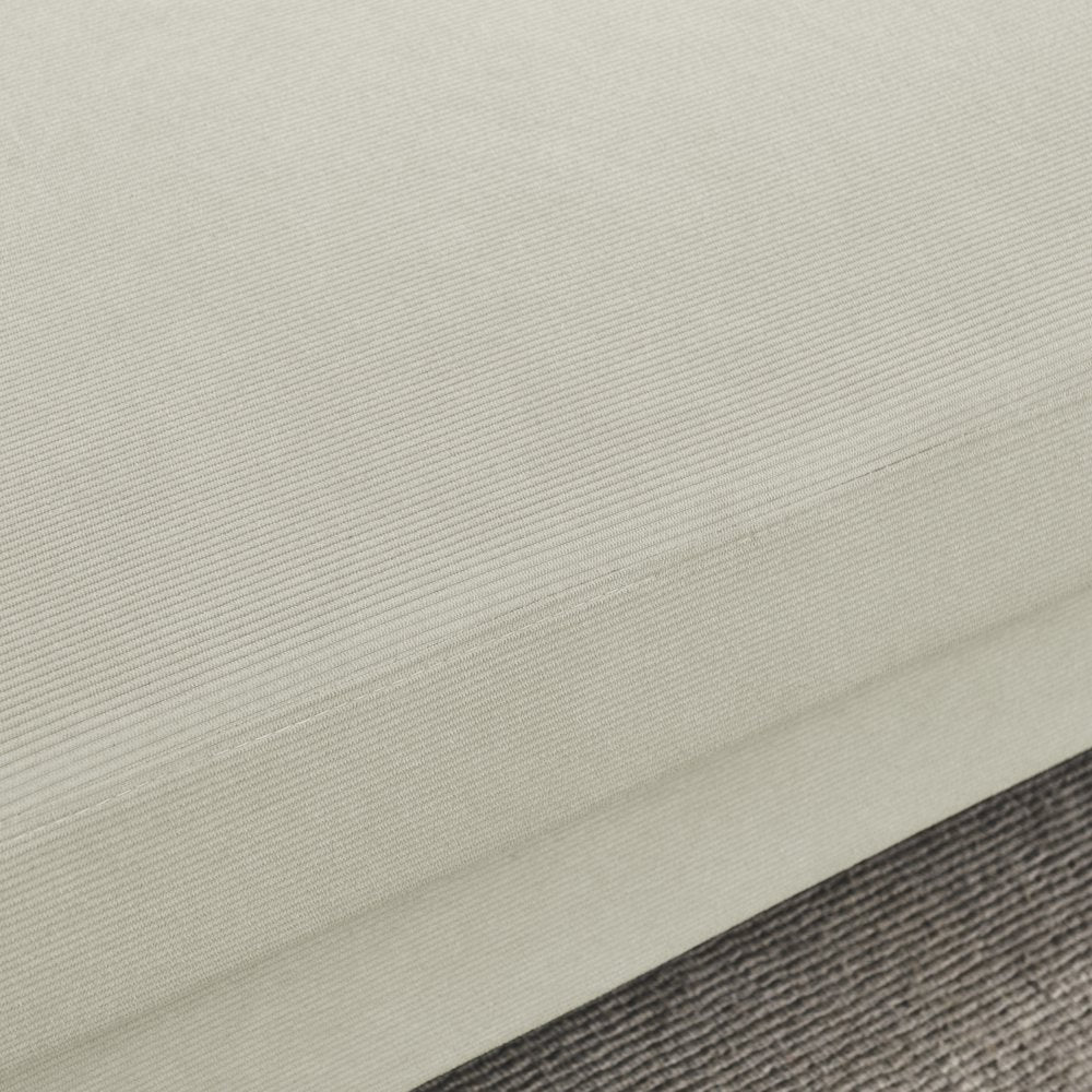 Modern Minimalist Beige Corduroy Couch with Square Arms & Tight Back