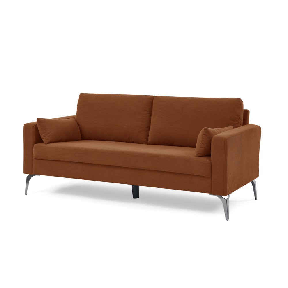 3-Seater Modern Minimalist Orange Corduroy Couch Set