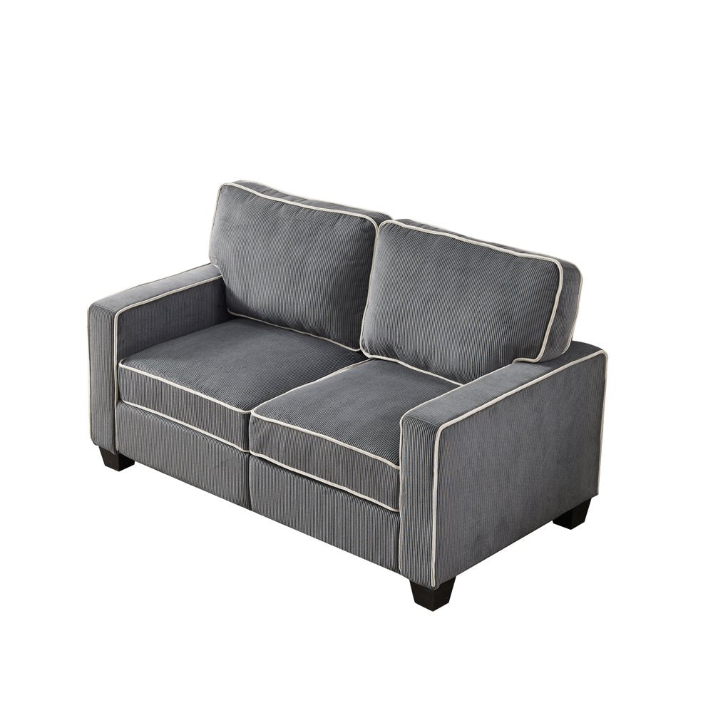 57 Inch Modern Upholstered 2 Seater Dark Grey Corduroy Loveseats