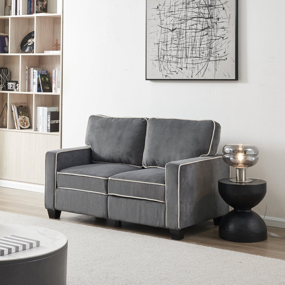 Dark Grey Corduroy Loveseats for Living Room with Storage