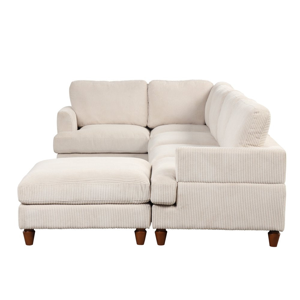 Modular Sectional Oversized Corduroy Couch with Ottoman