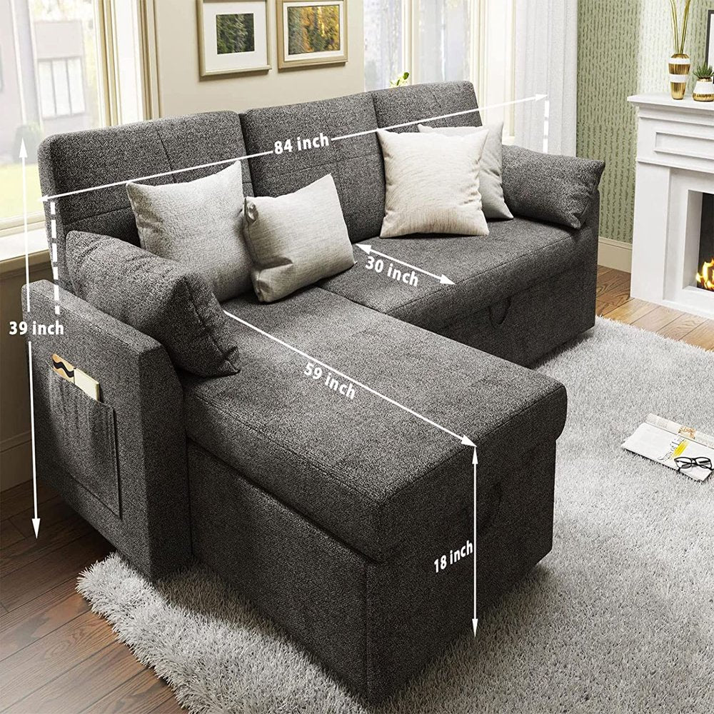 Gray Oversized Corduroy Couch with Storage Chaise