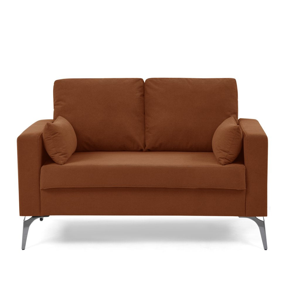 3-Seater Modern Minimalist Orange Corduroy Couch Set