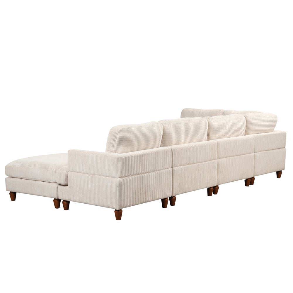 Modular Sectional Oversized Corduroy Couch with Ottoman