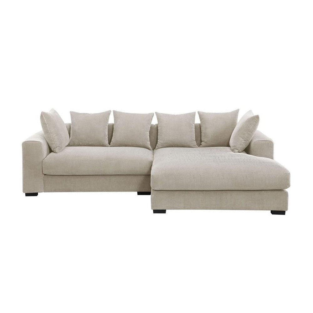 3-Piece Upholstered Beige Corduroy Couch Set with Chaise