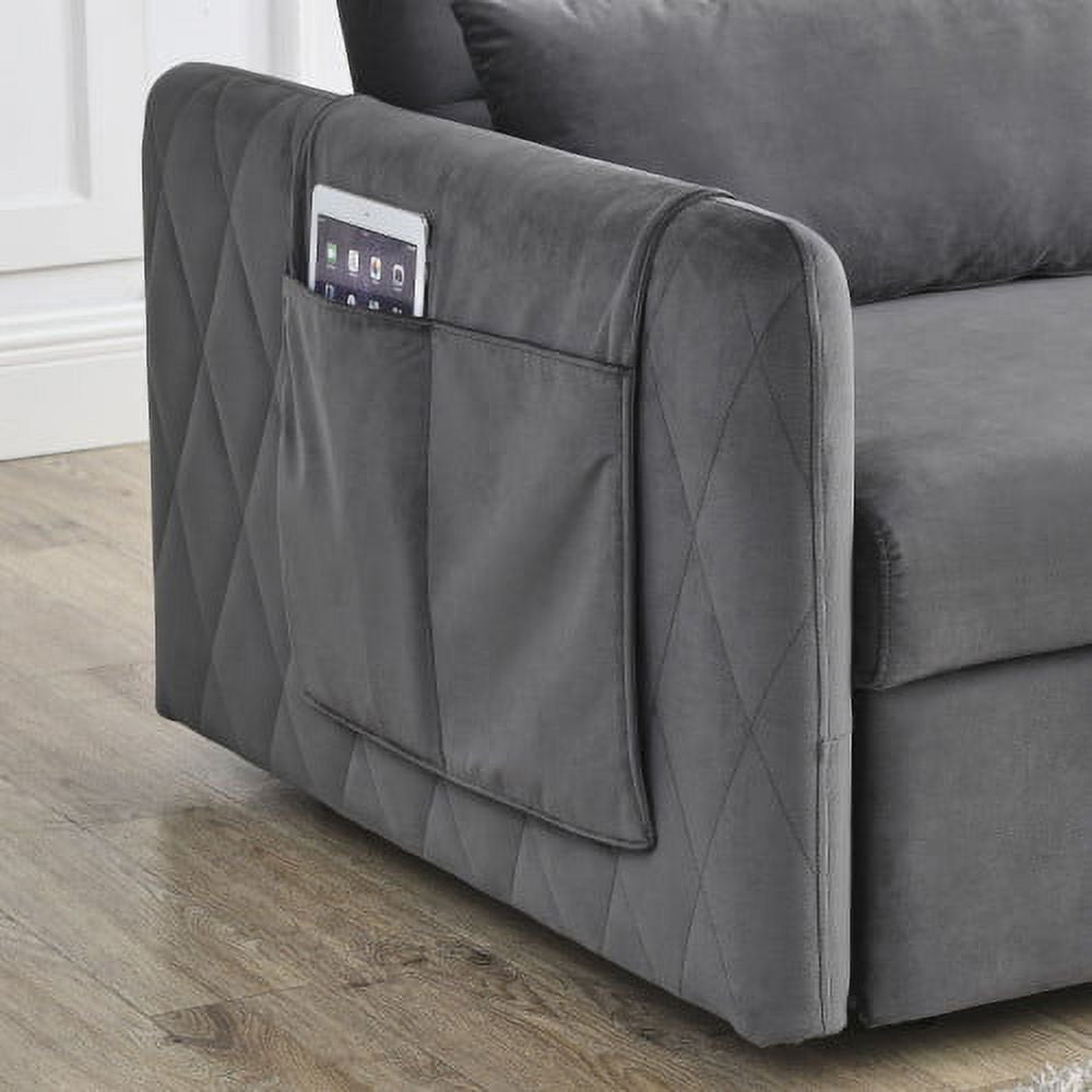 55'' Modern Convertible Pull-Out Oversized Corduroy Couch with 2 Side Pockets