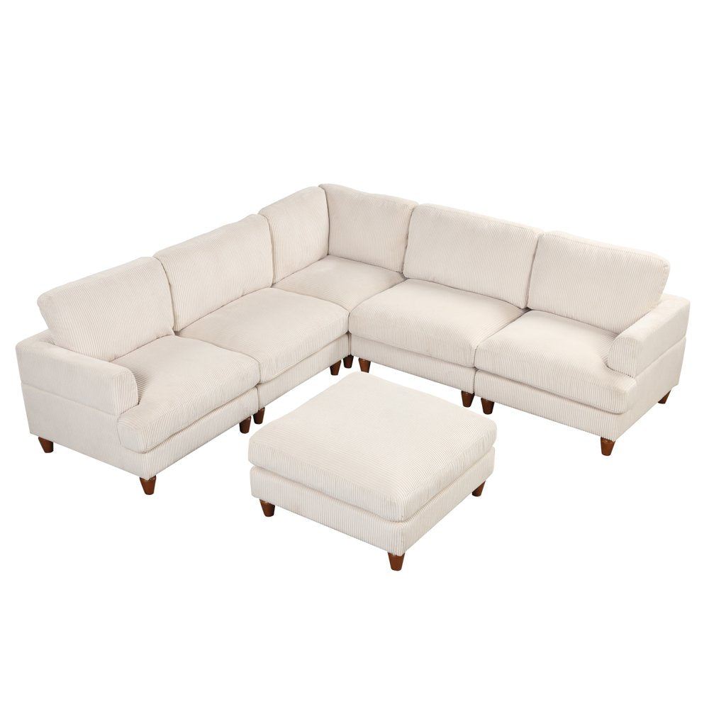 Modular Sectional Oversized Corduroy Couch with Ottoman