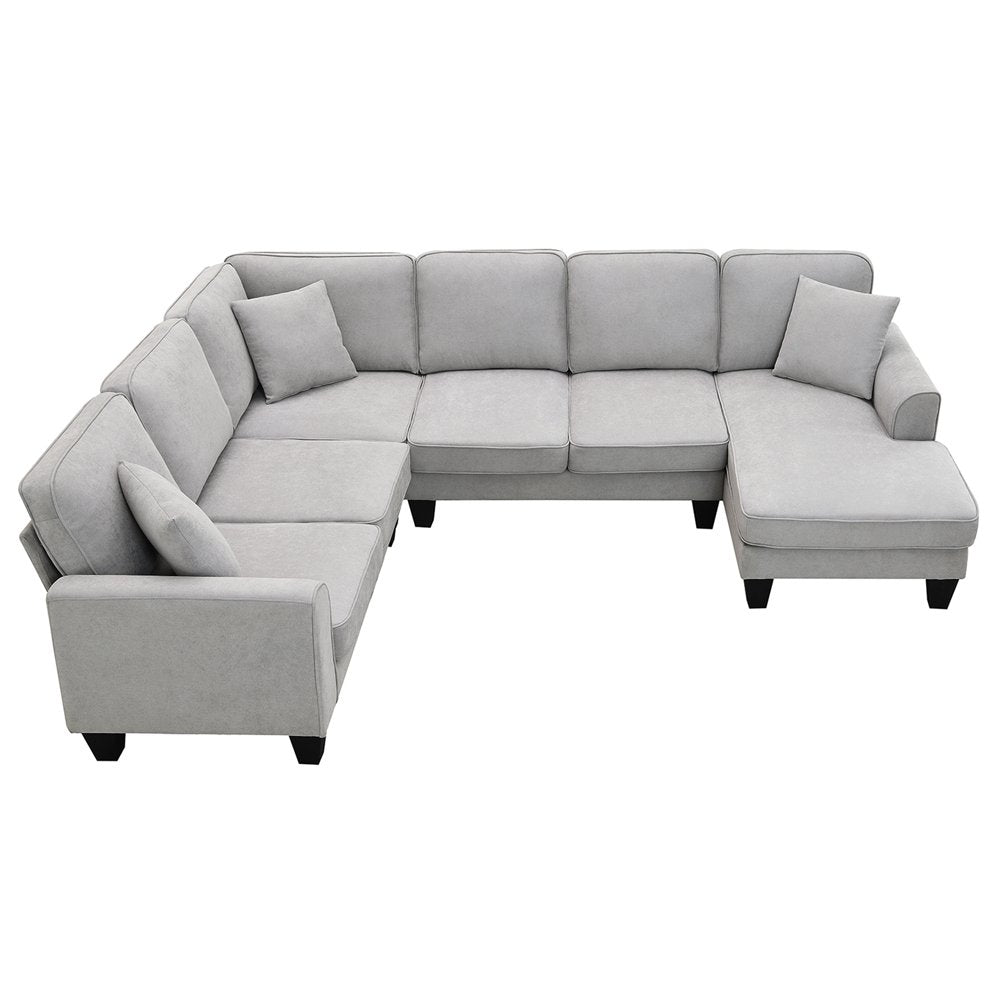 Convertible Modular U Shaped Oversized Corduroy Couch with Chaise