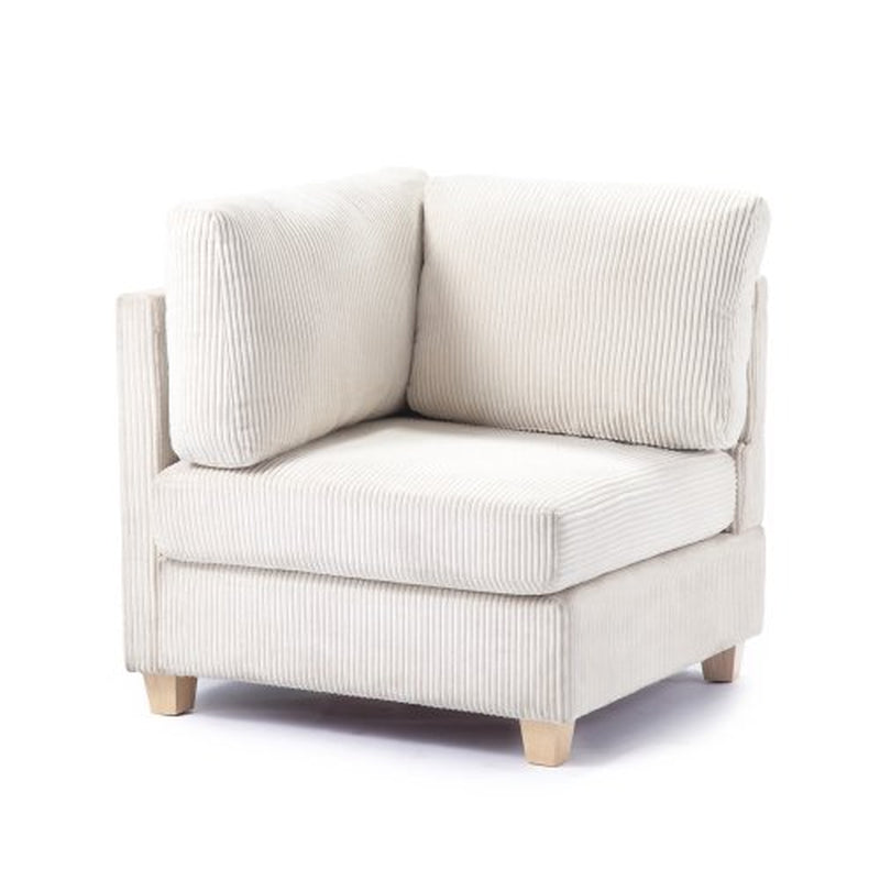 Modern Convertible L Shape Beige Corduroy Couch Comfortable Multi-Person Combination