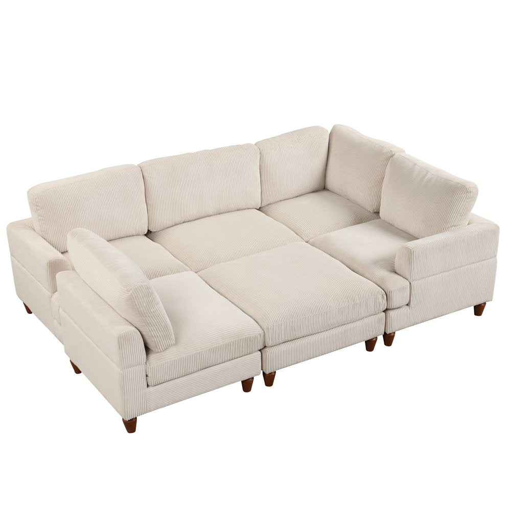 Modular Sectional Oversized Corduroy Couch with Ottoman