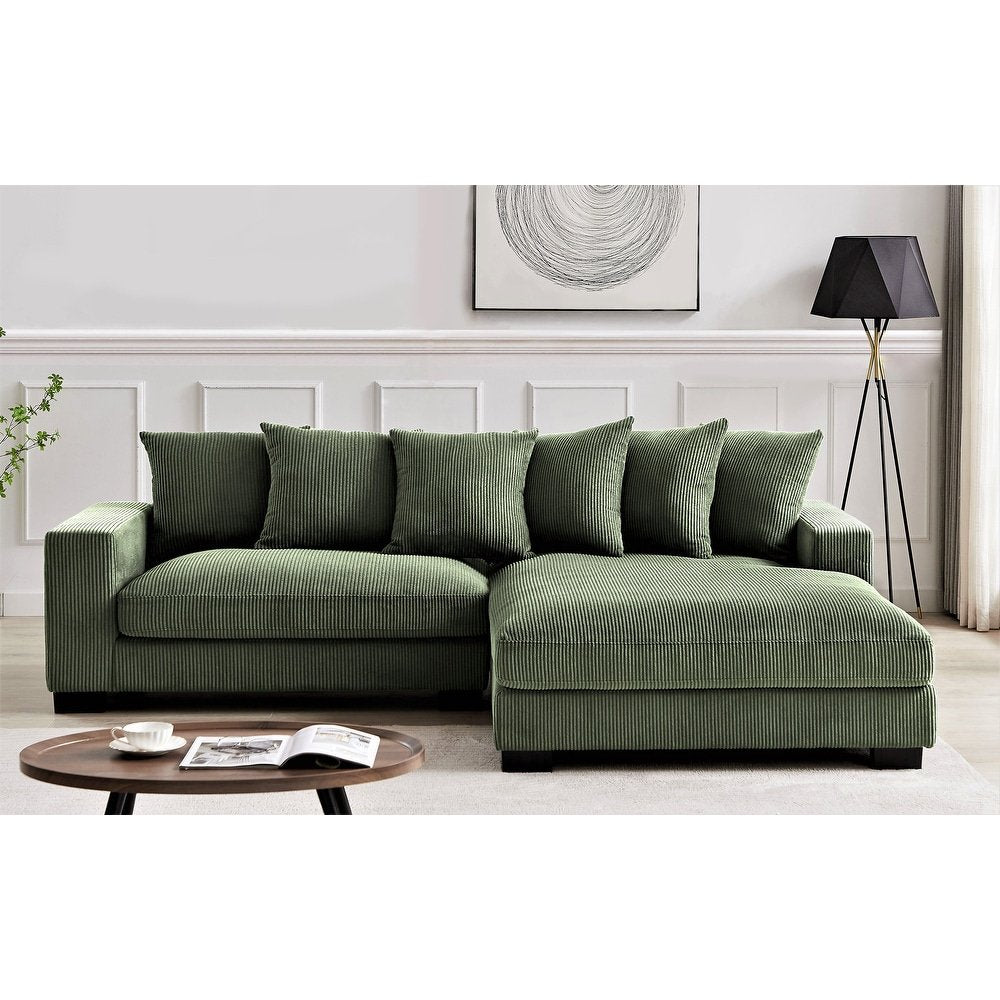 Payan 102.4" Wide L-Shape Dark Green Corduroy Sectional Couch