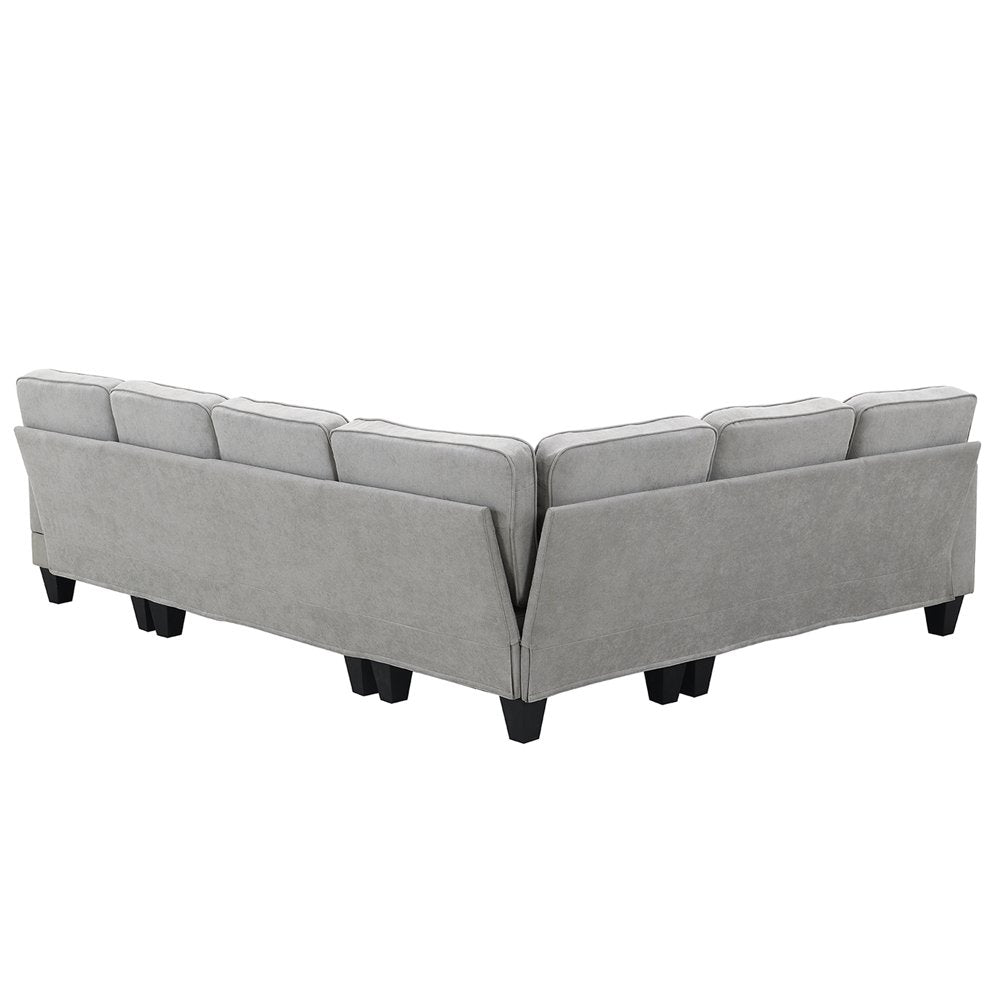 Convertible Modular U Shaped Oversized Corduroy Couch with Chaise