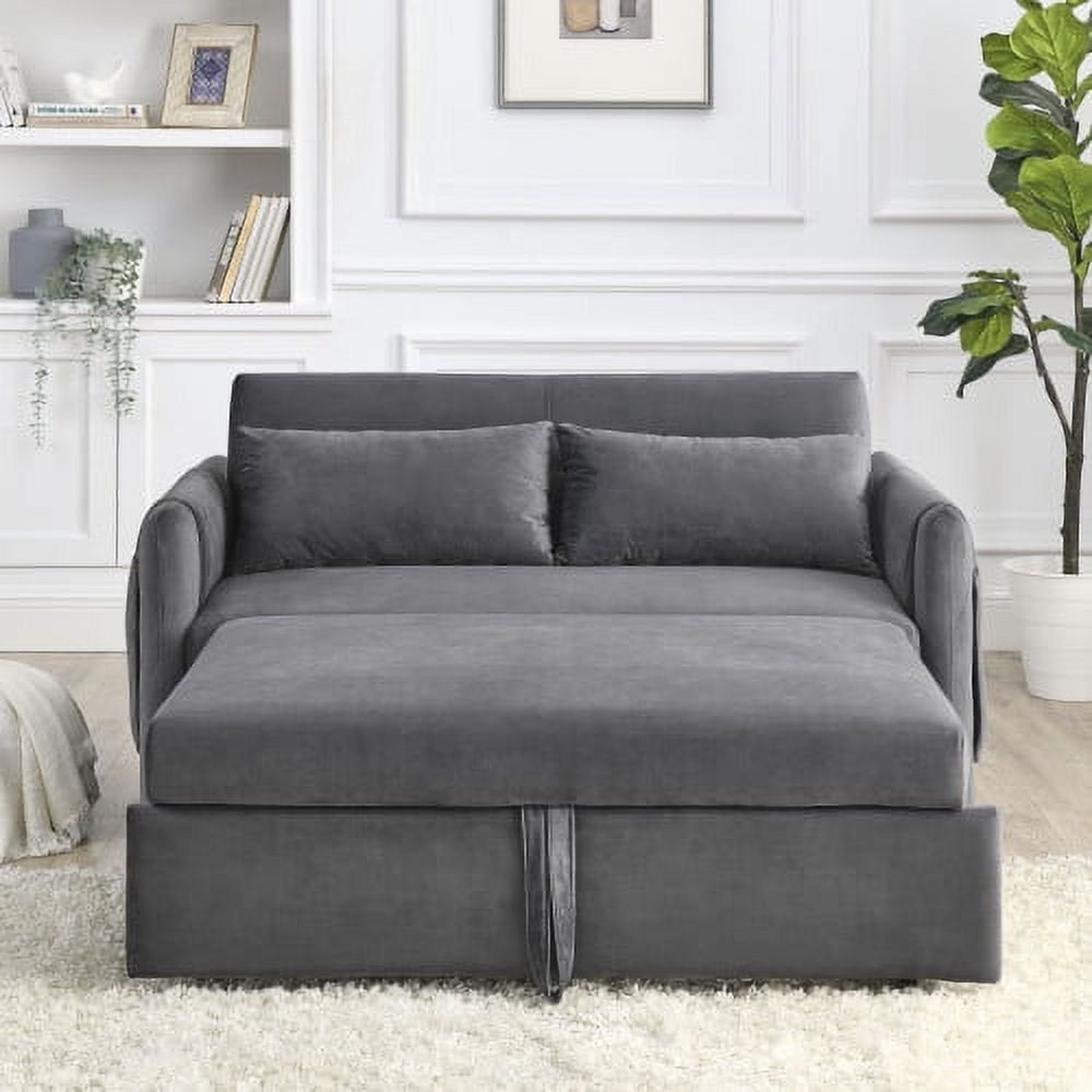 55'' Modern Convertible Pull-Out Oversized Corduroy Couch with 2 Side Pockets