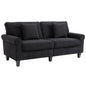 3-Seater 78" Thick Padded Black Oversized Corduroy Couch with 2 Pillows