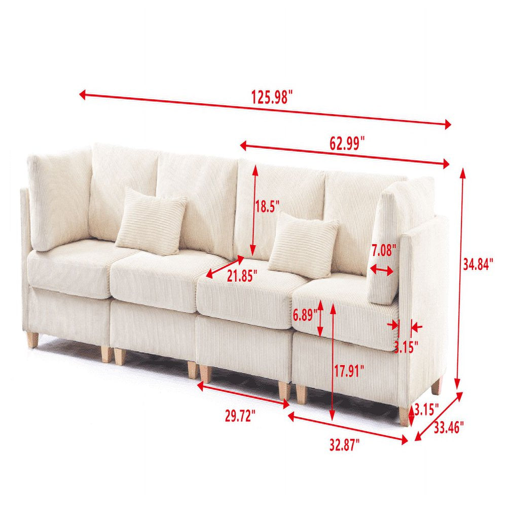 Modern Convertible Oversized Corduroy Couch