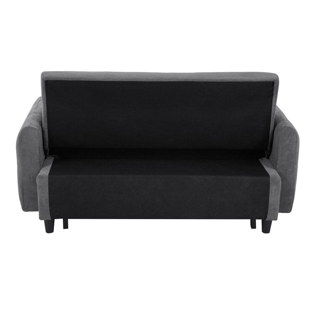 57.48" Dark Grey Corduroy Loveseats, Convertible with USB Ports & Adjustable Backrest