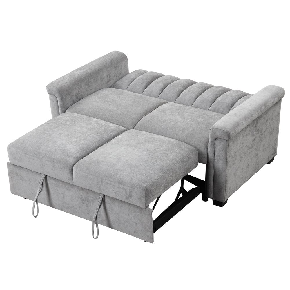 Recliner Gray Corduroy Loveseats with Adjustable Backrest & Wood Frame