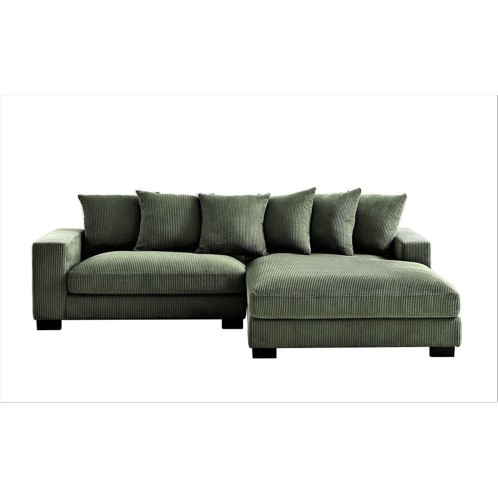 Payan 102.4" Wide L-Shape Dark Green Corduroy Sectional Couch