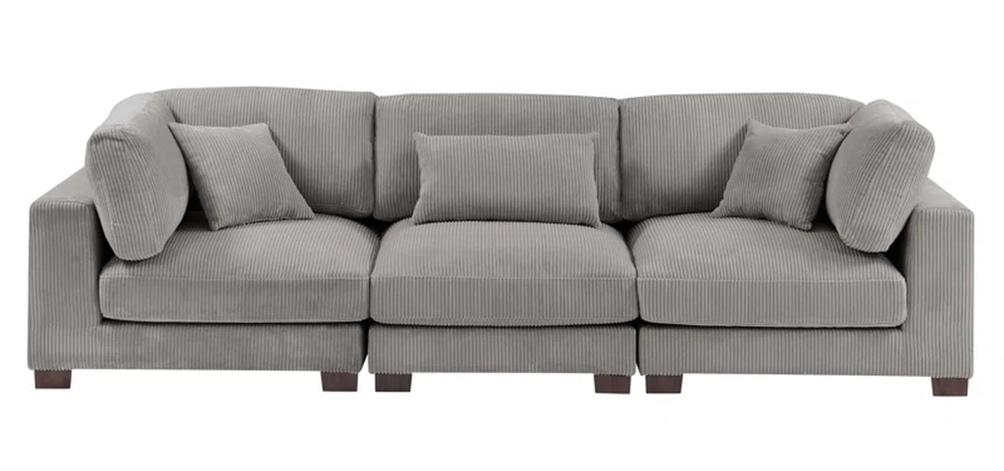 Assuntino Elegance 112'' Upholstered Sofa Corduroy Couch