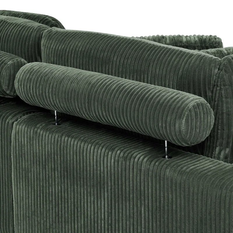 4 - Piece Upholstered Sectional Corduroy Couch