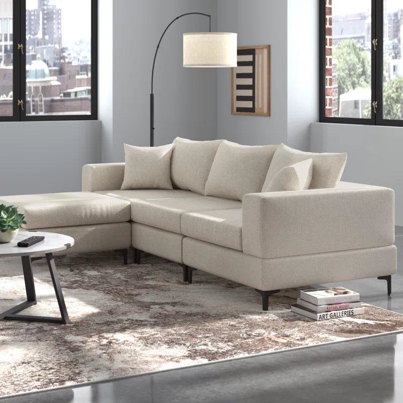 Aroosh Elegance 4-Piece Upholstered Sectional Corduroy Couch