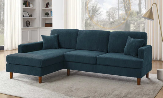 Bretonneux CozyNook 2 - Piece Upholstered Sectional Corduroy Couch