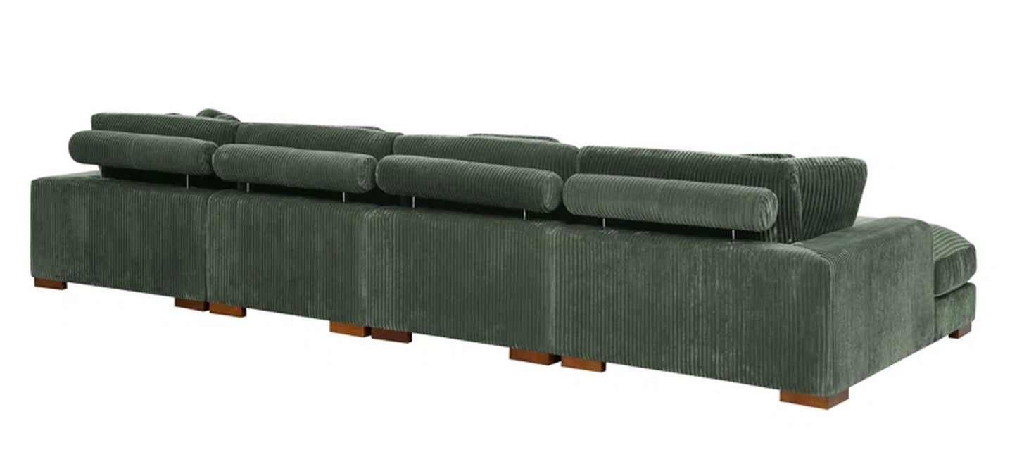 4 - Piece Upholstered Sectional Corduroy Couch