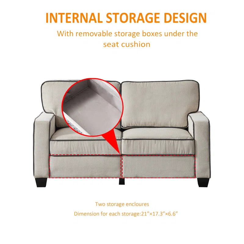 Lamartiniere 57'' Upholstered Corduroy Loveseat